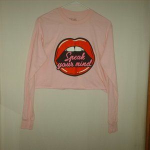 Speak Your Mind cut off long sleeve T-shirt